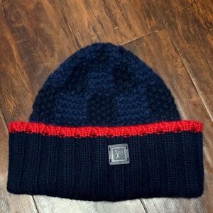 Louis Vuitton Navy and Red Knit Beanie